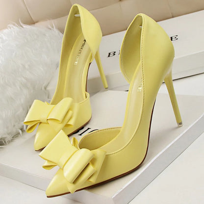 Leather Butterfly-knot High Heels