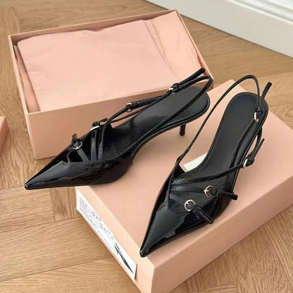 Sexy Black Hollow Pointed Heels